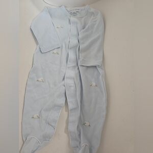 BERGDORF GOODMAN Baby Girl's Sheep Animal Embroidered Footie Light blue 6-9M